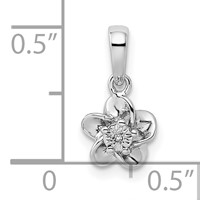 Sterling Silver Rhodium-plated Floral Diamond Dainty Pendant view 4