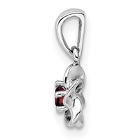 Sterling Silver Rhodium-plated Floral Garnet Petite Pendant view 2