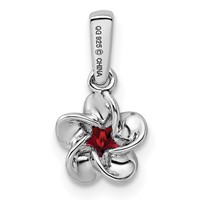 Sterling Silver Rhodium-plated Floral Garnet Petite Pendant view 3