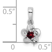 Sterling Silver Rhodium-plated Floral Garnet Petite Pendant view 4