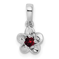 Sterling Silver Rhodium-plated Floral Garnet Petite Pendant view 1