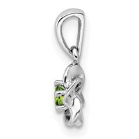 Sterling Silver Rhodium-plated Floral Peridot Petite Pendant view 2