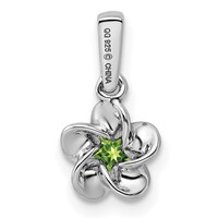 Sterling Silver Rhodium-plated Floral Peridot Petite Pendant view 3