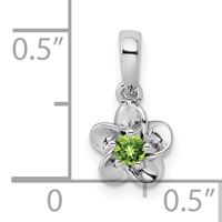 Sterling Silver Rhodium-plated Floral Peridot Petite Pendant view 4