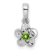 Sterling Silver Rhodium-plated Floral Peridot Petite Pendant view 1
