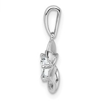Sterling Silver Rhodium-plated Floral White Topaz Pendant view 2