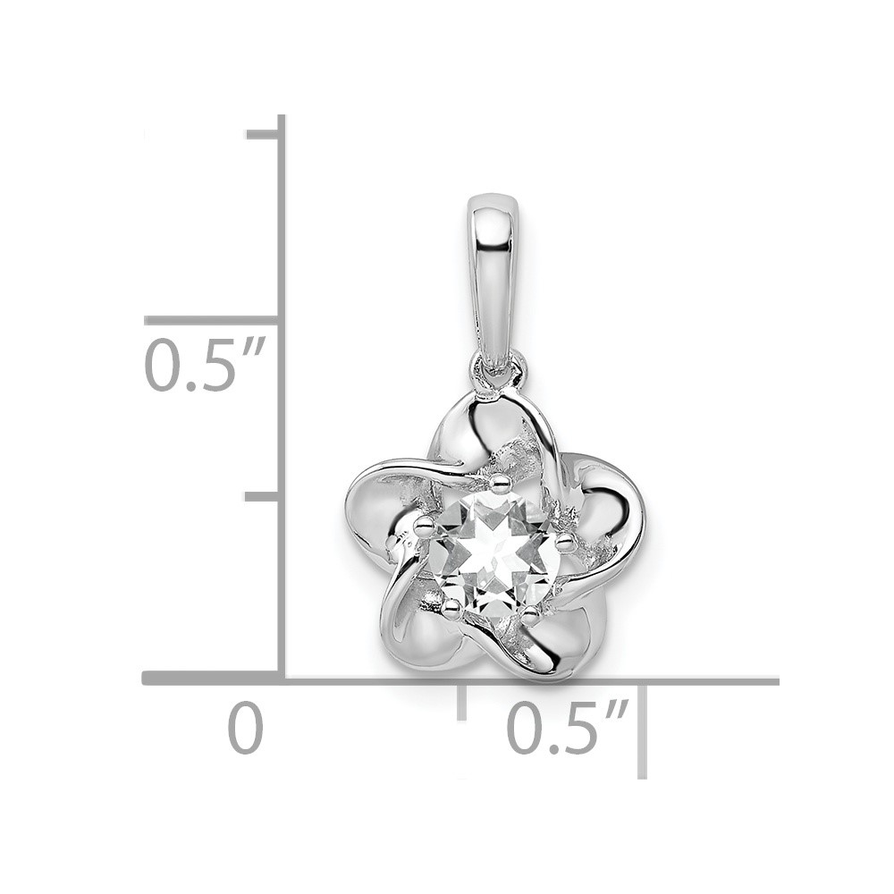 Sterling Silver Rhodium-plated Floral White Topaz Pendant (QBPD31APR)