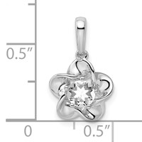 Sterling Silver Rhodium-plated Floral White Topaz Pendant view 3