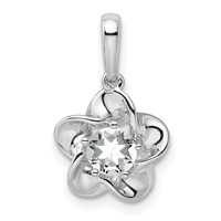 Sterling Silver Rhodium-plated Floral White Topaz Pendant view 1