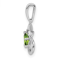 Sterling Silver Rhodium-plated Floral Peridot Pendant view 2