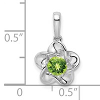 Sterling Silver Rhodium-plated Floral Peridot Pendant view 3