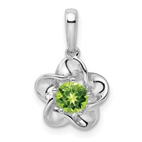 Sterling Silver Rhodium-plated Floral Peridot Pendant view 1