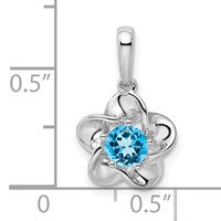 Sterling Silver Rhodium-plated Floral Blue Topaz Pendant view 3