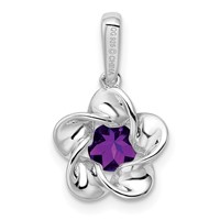 Sterling Silver Rhodium-plated Floral Amethyst Pendant view 4