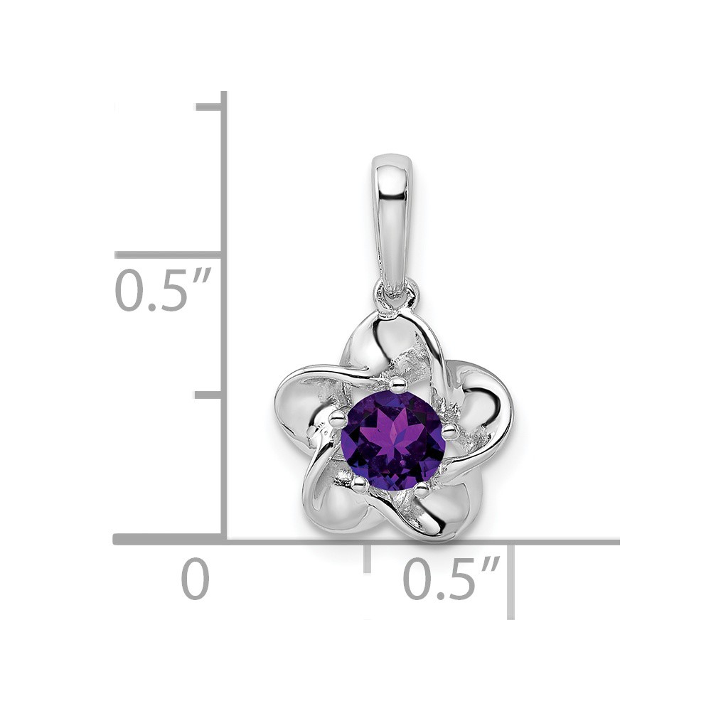 Sterling Silver Rhodium-plated Floral Amethyst Pendant (QBPD31FEB)