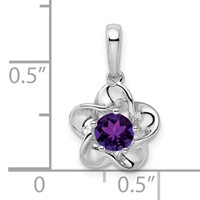 Sterling Silver Rhodium-plated Floral Amethyst Pendant view 3