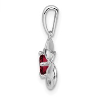 Sterling Silver Rhodium-plated Floral Created Ruby Pendant view 2
