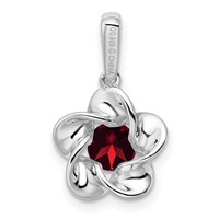 Sterling Silver Rhodium-plated Floral Created Ruby Pendant view 4