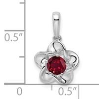 Sterling Silver Rhodium-plated Floral Created Ruby Pendant view 3