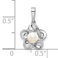 Sterling Silver Rhodium-plated Floral Fwc Pearl Pendant view 3