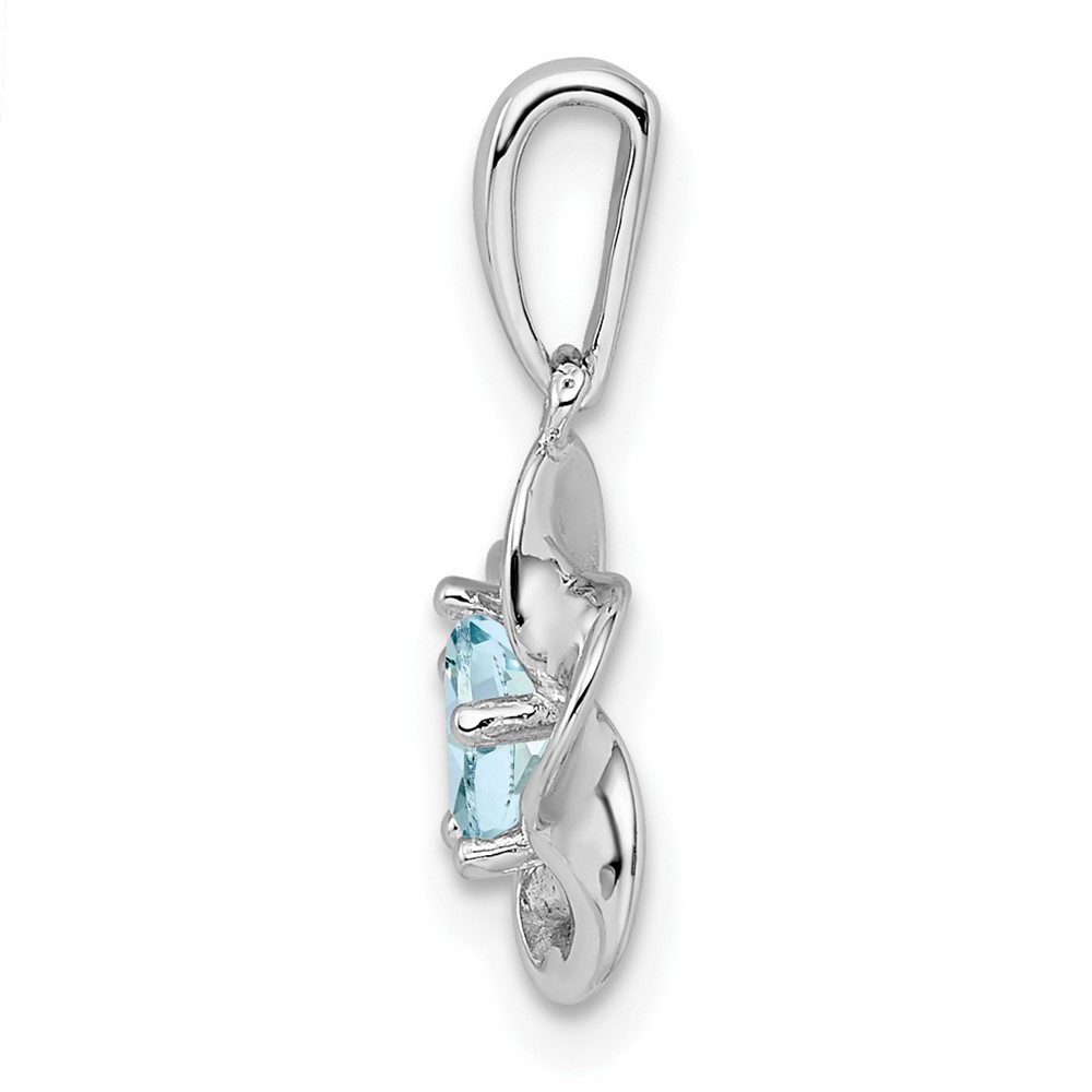 Sterling Silver Rhodium-plated Floral Aquamarine Pendant (QBPD31MAR)