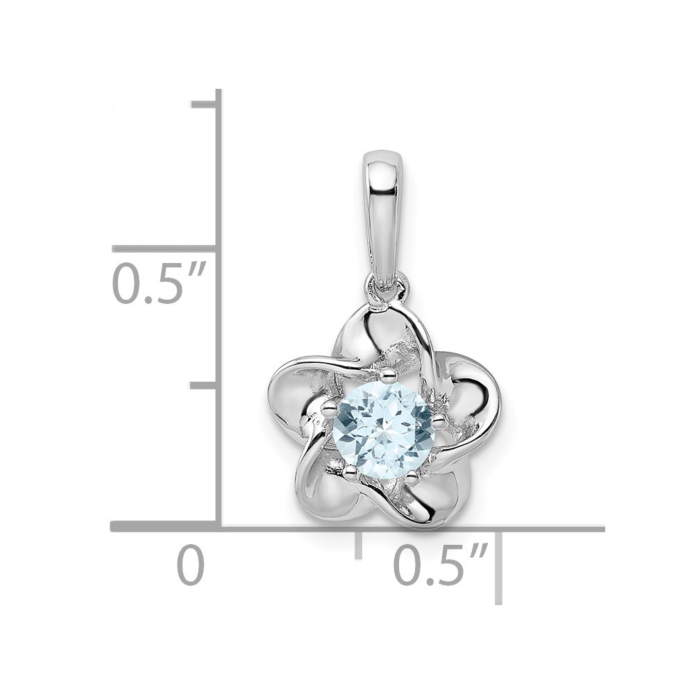 Sterling Silver Rhodium-plated Floral Aquamarine Pendant (QBPD31MAR)