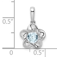 Sterling Silver Rhodium-plated Floral Aquamarine Pendant view 3