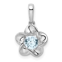 Sterling Silver Rhodium-plated Floral Aquamarine Pendant view 1