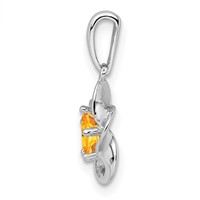 Sterling Silver Rhodium-plated Floral Citrine Pendant view 2