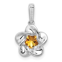 Sterling Silver Rhodium-plated Floral Citrine Pendant view 4