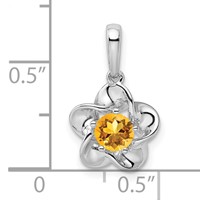 Sterling Silver Rhodium-plated Floral Citrine Pendant view 3