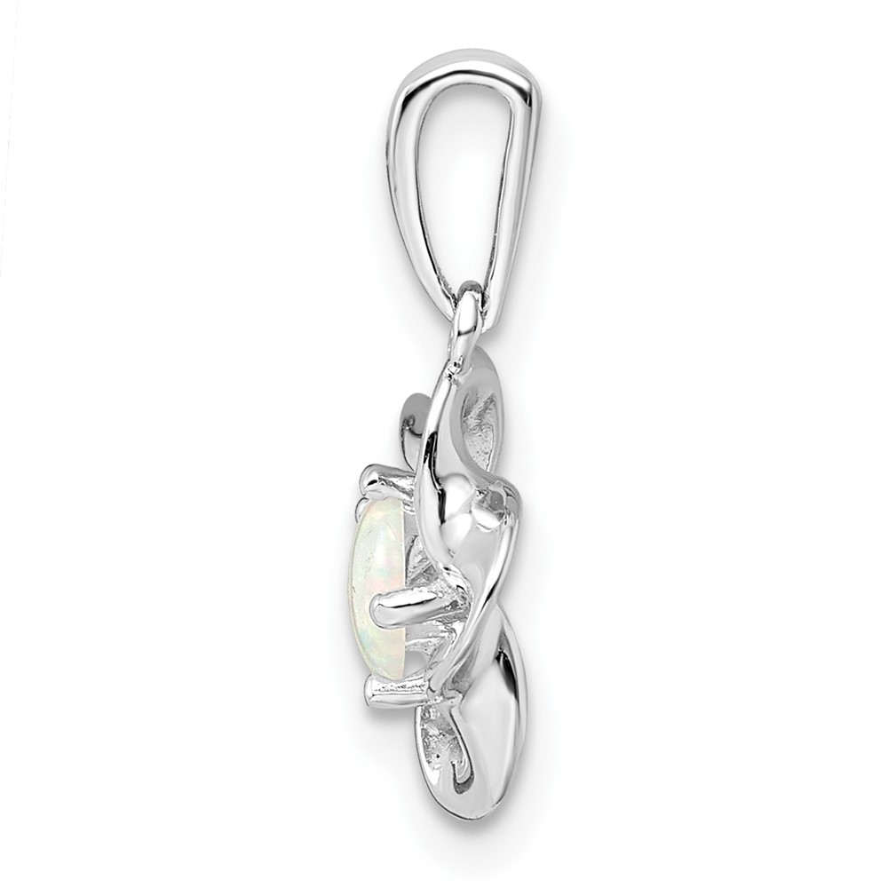 Sterling Silver Rhodium-plated Floral Created Opal Pendant (QBPD31OCT)