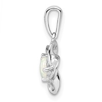 Sterling Silver Rhodium-plated Floral Created Opal Pendant view 2