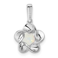 Sterling Silver Rhodium-plated Floral Created Opal Pendant view 4