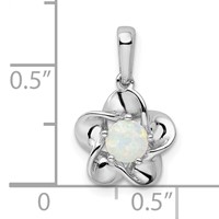 Sterling Silver Rhodium-plated Floral Created Opal Pendant view 3