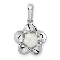 Sterling Silver Rhodium-plated Floral Created Opal Pendant view 1