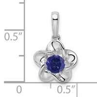 Sterling Silver Rhodium-plated Floral Created Sapphire Pendant view 3