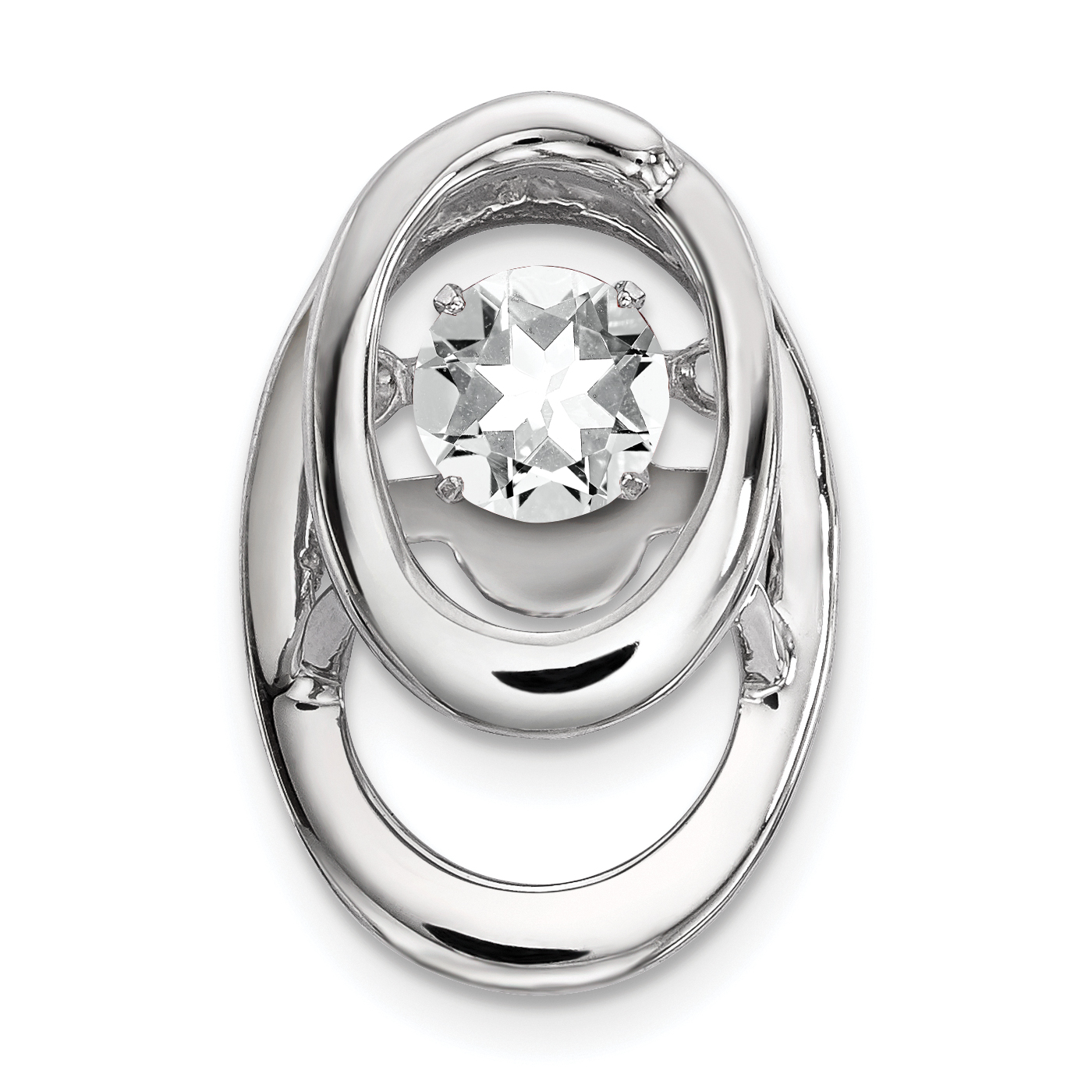 Sterling Silver Rhodium CZ Birthstone Vibrant Chain Slide (QBPD32APR)