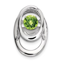 Sterling Silver Rhodium Peridot Birthstone Vibrant Chain Slide view 1