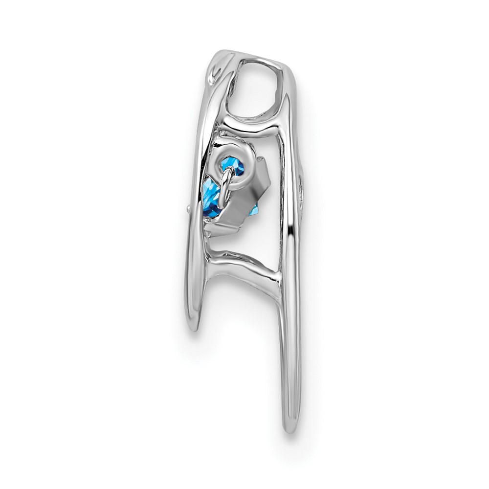 Sterling Silver Rhodium Blue Topaz Birthstone Vibrant Chain Slide (QBPD32DEC)
