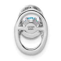 Sterling Silver Rhodium Blue Topaz Birthstone Vibrant Chain Slide view 4