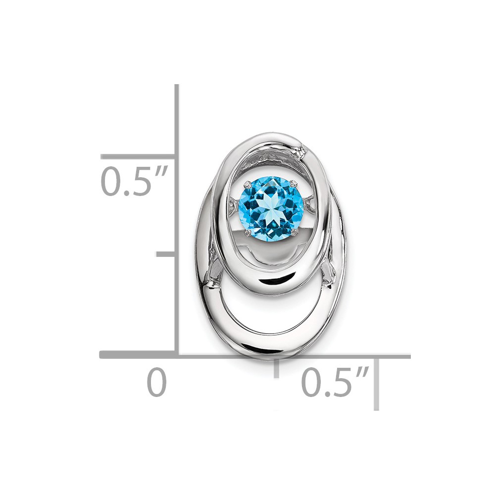 Sterling Silver Rhodium Blue Topaz Birthstone Vibrant Chain Slide (QBPD32DEC)
