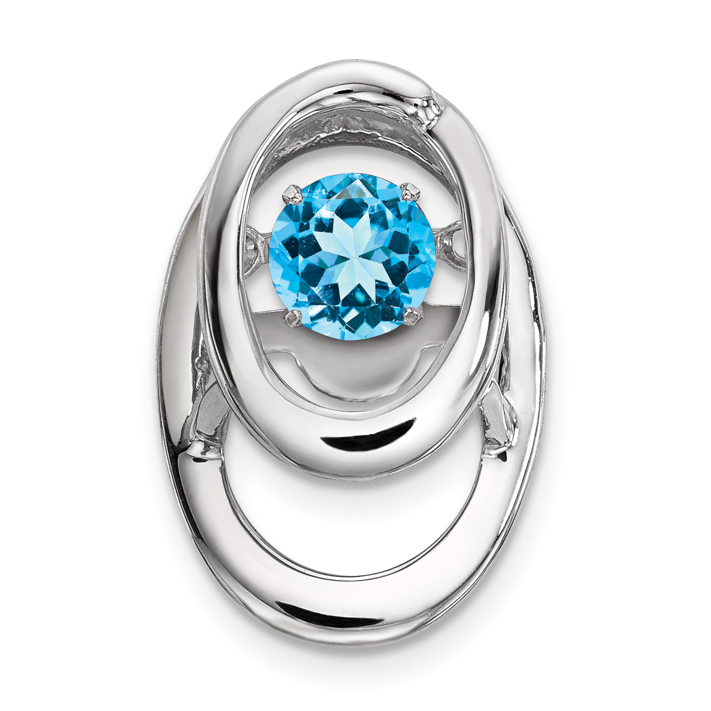 Sterling Silver Rhodium Blue Topaz Birthstone Vibrant Chain Slide (QBPD32DEC)