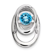 Sterling Silver Rhodium Blue Topaz Birthstone Vibrant Chain Slide view 1