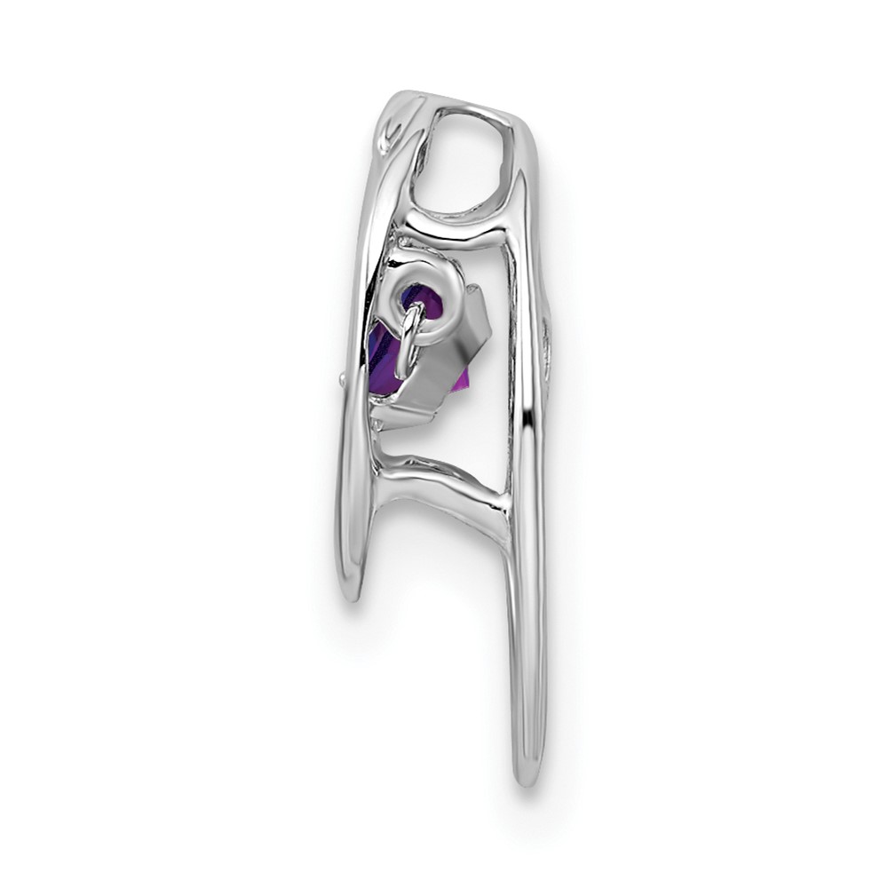 Sterling Silver Rhodium Amethyst Birthstone Vibrant Chain Slide (QBPD32FEB)
