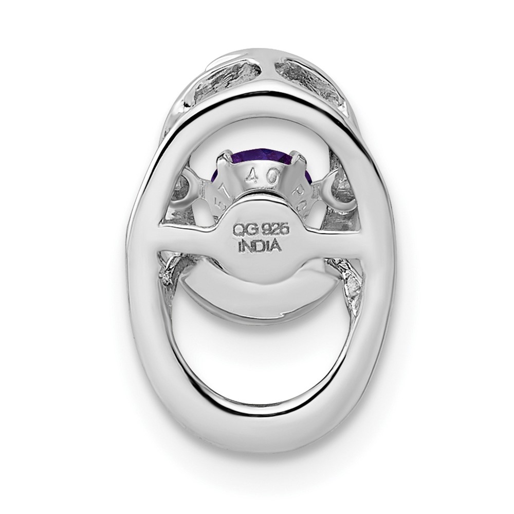 Sterling Silver Rhodium Amethyst Birthstone Vibrant Chain Slide (QBPD32FEB)