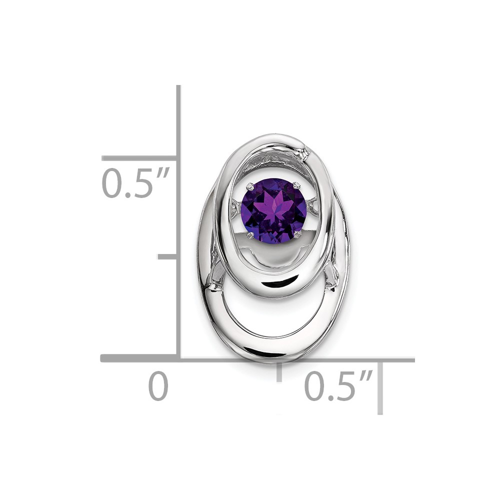 Sterling Silver Rhodium Amethyst Birthstone Vibrant Chain Slide (QBPD32FEB)