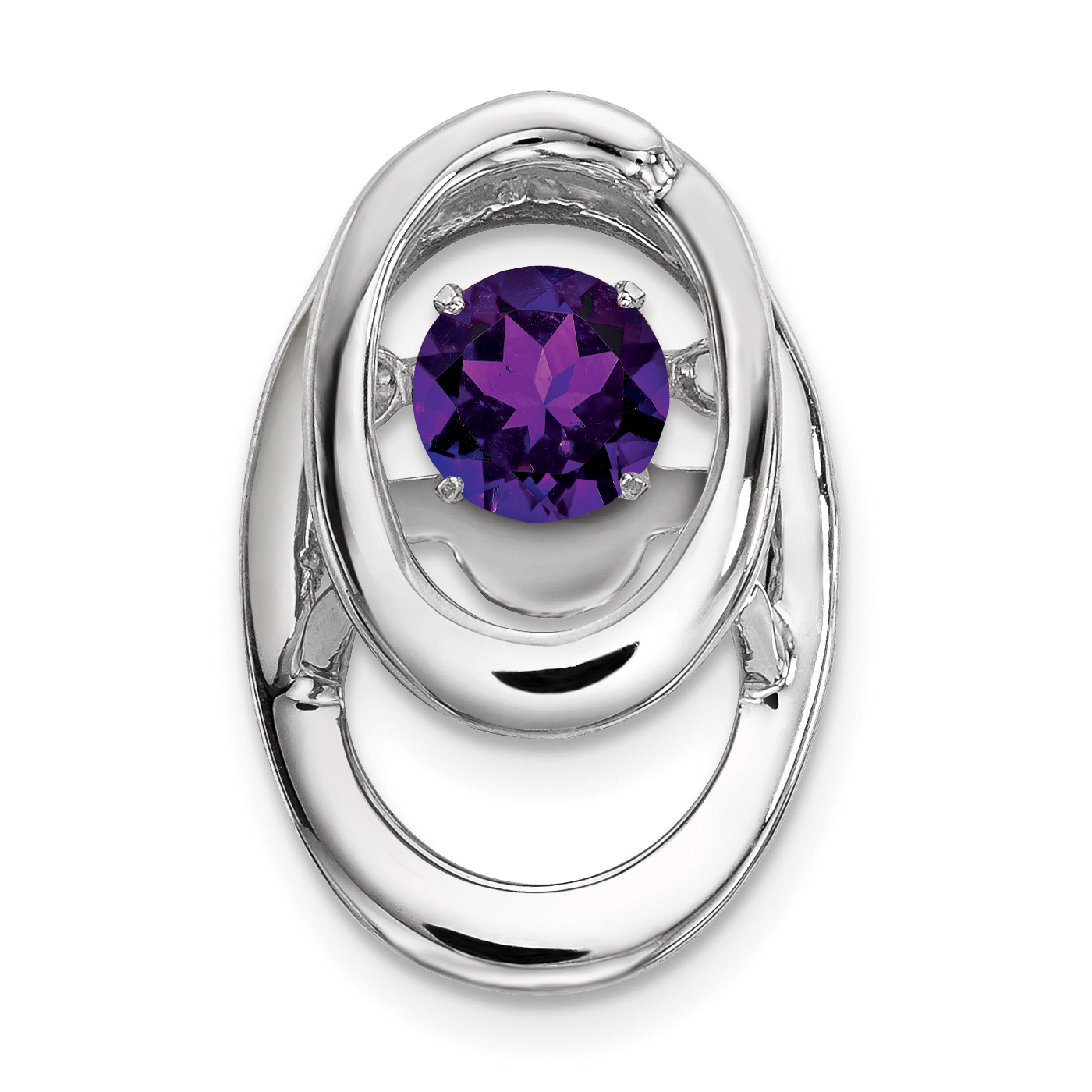 Sterling Silver Rhodium Amethyst Birthstone Vibrant Chain Slide (QBPD32FEB)