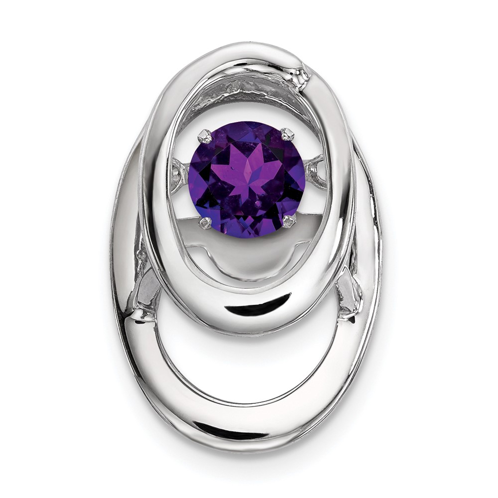 Sterling Silver Rhodium Amethyst Birthstone Vibrant Chain Slide (QBPD32FEB)