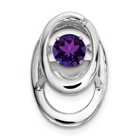Sterling Silver Rhodium Amethyst Birthstone Vibrant Chain Slide view 1